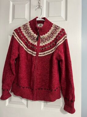 Tiara Red Fair Isle Zip Cardigan